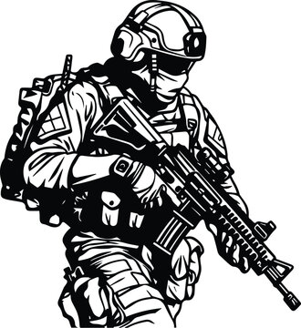 Soldier Logo Monochrome Design Style