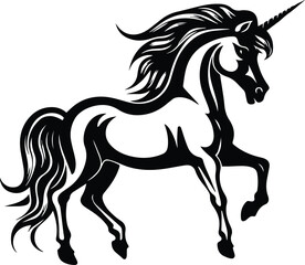 Unicorn Logo Monochrome Design Style