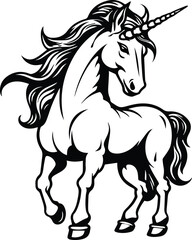 Obraz na płótnie Canvas Unicorn Logo Monochrome Design Style