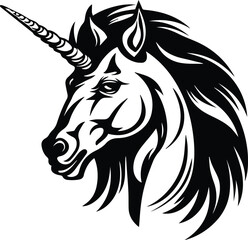 Unicorn Mascot Logo Monochrome Design Style