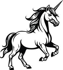Fototapeta na wymiar Unicorn Logo Monochrome Design Style