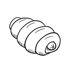 Hand drawn sausage in dough isolated on white background. Doodle vector food sketch