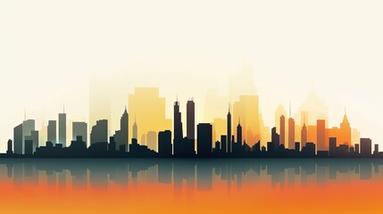 Fototapeta na wymiar minimalist skyline, digital art illustration