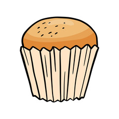 Hand drawn muffin isolated on white background. Food illustration isolated on white.