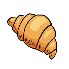 Hand drawn croissant isolated on white background. Food illustration isolated on white.