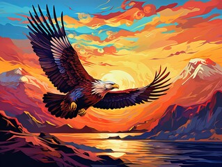 Adler über Landschaft