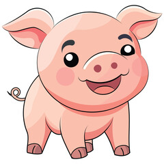 pig flat cartoon, farm logo design