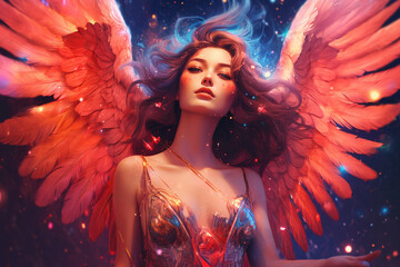 Believed to possess supernatural powers, an Asian girl angel embodies serenity and wisdom. generative AI.