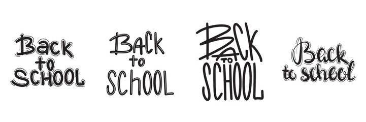 Fototapeta na wymiar Black vector banner. Set of handwriting Back to school illustration. Vector illustration.