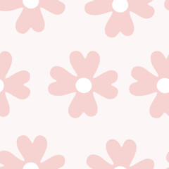 Vector seamless pattern with pink simple flowers. This collection is perfect for creating book and notepad covers, art prints, postcards, stickers, posters, collages, branding.