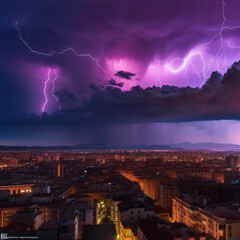Fototapeta na wymiar lightning in the city