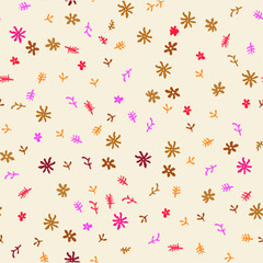 Trendy retro floral seamless pattern. Set of vintage 70s style flower background illustration. Colorful pastel color groovy artwork bundle, y2k nature backgrounds with spring plants 