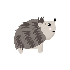 Cute cartoon animal. Cute character - hedgehog on white background. 