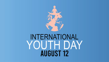 International youth day is observed every year in August 12. banner, Holiday, poster, card and background design.