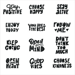 Obraz premium SET Motivational phraseS for postcards, posters, stickers, etc.