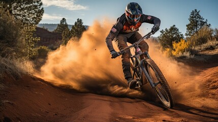 Obraz na płótnie Canvas Mountain bike rider on a dirt_track