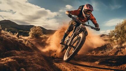 Fototapeta na wymiar Mountain bike rider on a dirt_track
