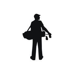 Handsome male carrying his golf bag