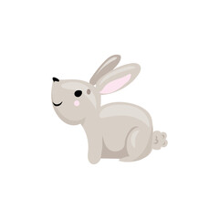 Cute cartoon animal. Cute character - rabbit on white background. 