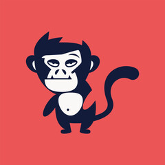 Lazy eye monkey full body logo