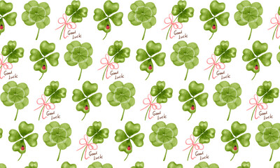 Seamless clover leaf pattern background