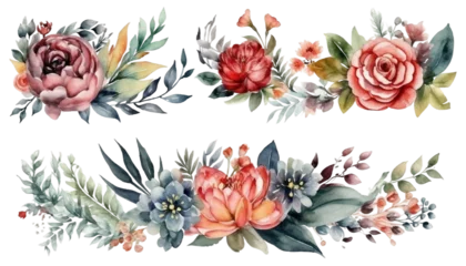 Tischdecke Watercolor bouquets, for invitation cards, wedding invitations, fashion backgrounds, DIY textures, greeting cards, wallpaper designs, wedding stationary sets, DIY wrappers, Generative ai © gfx_nazim
