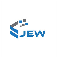 JEW letter technology logo design on black background. JEW creative initials letter IT logo concept. JEW letter design.	
