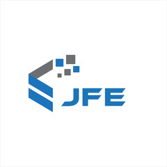 JFE letter technology logo design on black background. JFE creative initials letter IT logo concept. JFE letter design.	
