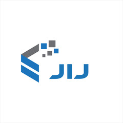 JIJ letter technology logo design on white background. JIJ creative initials letter IT logo concept. JIJ setting shape design.
