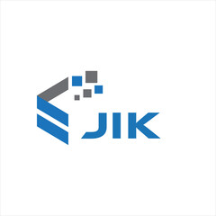 JIK letter technology logo design on white background. JIK creative initials letter IT logo concept. JIK setting shape design.
