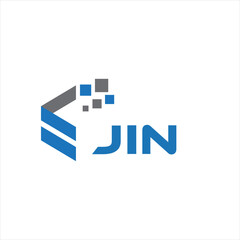 JIN letter technology logo design on white background. JIN creative initials letter IT logo concept. JIN setting shape design.
