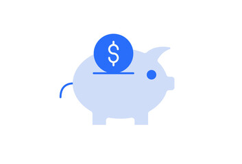 Isolated Geometric Piggy bank illustration in flat style design. Vector illustration and icon. 