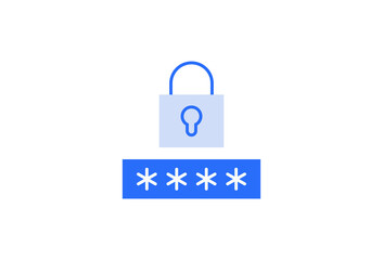 Isolated Geometric Password protection illustration in flat style design. Vector illustration and icon. 