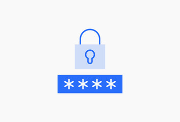 Geometric Password protection illustration in flat style design. Vector illustration and icon. 