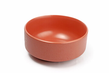 ceramic bowl terra cotta colour  empty isolated on white 