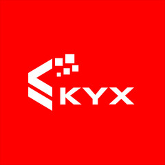 KYX letter technology logo design on red background. KYX creative initials letter IT logo concept. KYX setting shape design.
