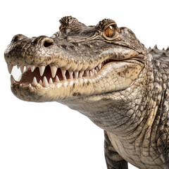 Fototapeta premium crocodile, face shot, portrait, isolated on transparent background cutout, generative ai.