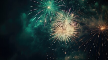 Fototapeta na wymiar Abstract colored firework background with free space for text. Bright fireworks. Background festive night fireworks in the sky. generative ai