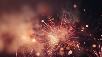 Fototapeta na wymiar Abstract colored firework background with free space for text. Bright fireworks. Background festive night fireworks in the sky. generative ai