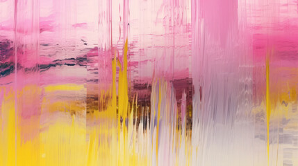 Naklejka na ściany i meble Glitch overlay. Analog distortion. Noise texture. Yellow, pink, white colors