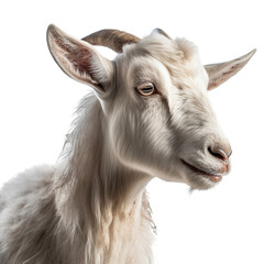  goat, face shot, portrait, isolated on transparent background cutout, generative ai.