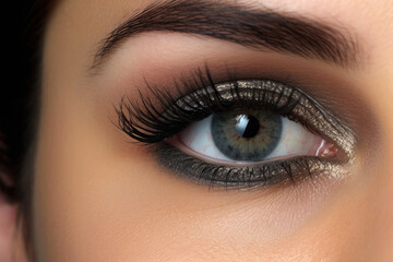 Obraz premium Smokey eye look, macro close up. Generative AI