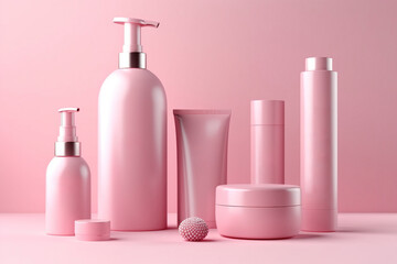 Set of cosmetics packaging, blank template, product presentation