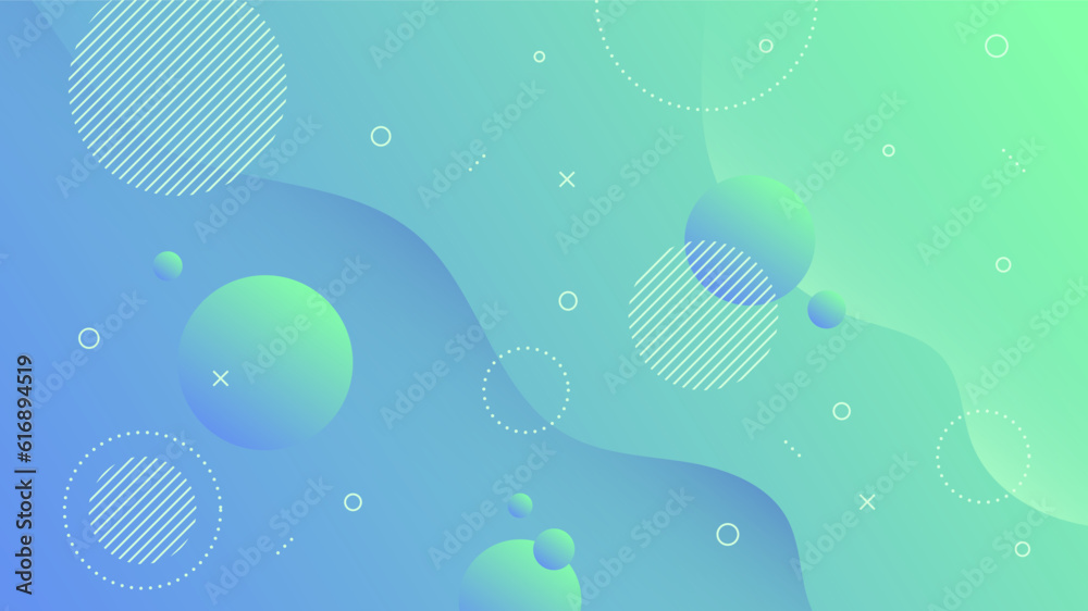 Wall mural modern abstract background with motion waves retro memphis and red blue green gradient color