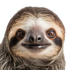 Obraz premium sloth, face shot, portrait, isolated on transparent background cutout, generative ai.