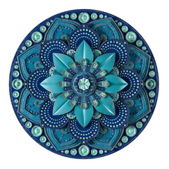 Painted Metal Mandala on White Background. 3D rendering