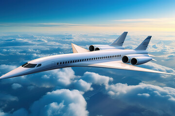 Naklejka premium Supersonic Flight Airplane of Tomorrow, transparent background (PNG) 