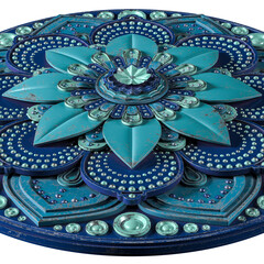 Painted Metal Mandala on White Background. 3D rendering