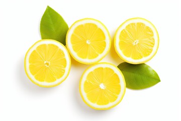 Refreshing citrus. Closeup of organic fresh sliced lemon on white background isolated