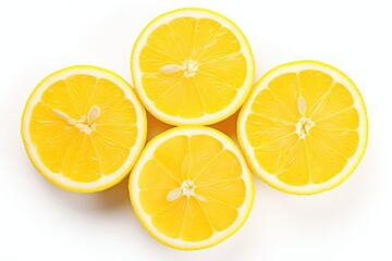 Fototapeta premium Refreshing citrus. Closeup of organic fresh sliced lemon on white background isolated
